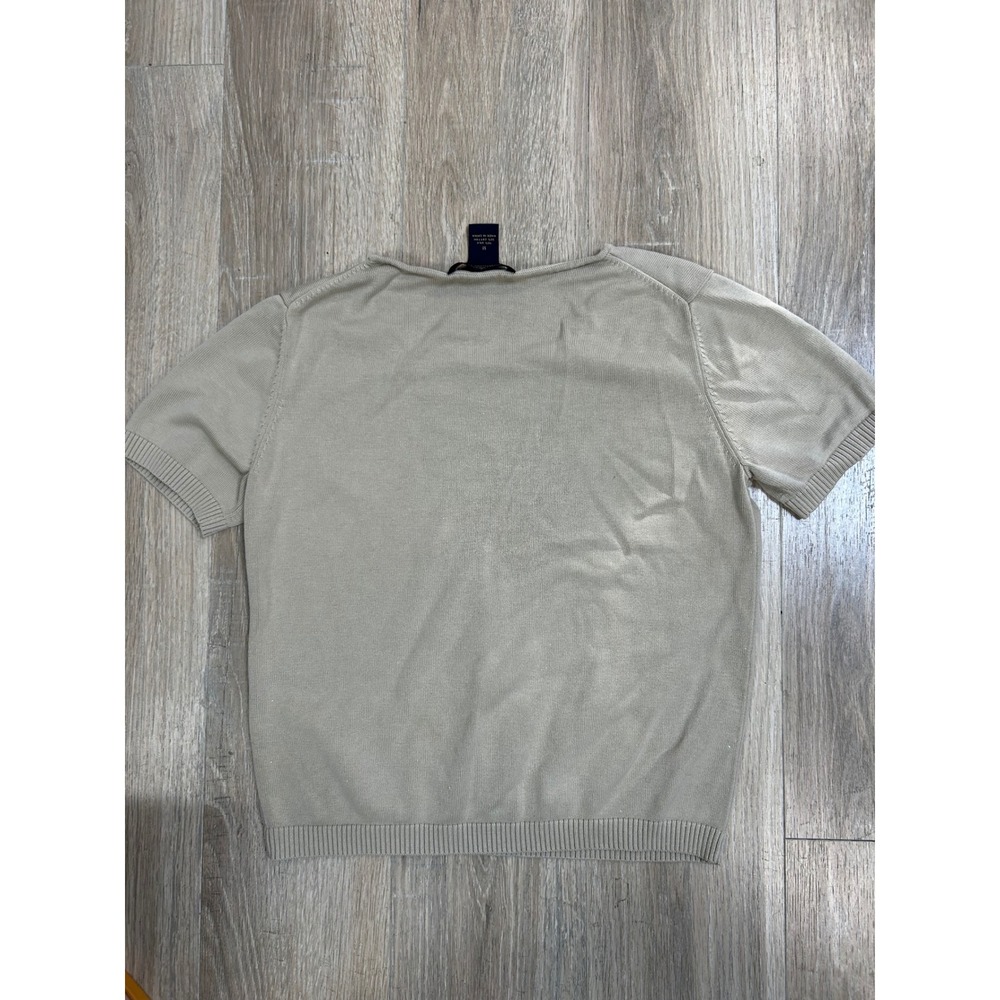 Brooks Brothers Silk Cotton Short Sleeve Sweater Beige Tan Crew Neck Womens Med - Picture 4 of 6